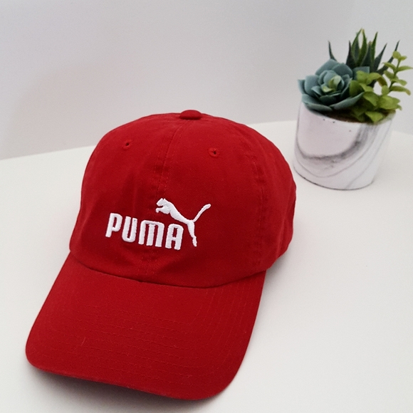 Puma❤Red Cotton Cap/Hat W/ Curved Brim Adjustable Size - Picture 1 of 10